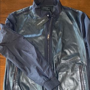 Leather windbreaker jacket